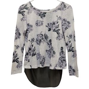 Iz Byer Floral Long Sleeve Layered Draped Top